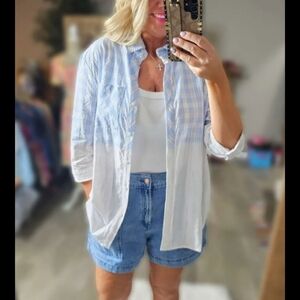 BOUTIQUE NWT White Birch Pastel Blue and Pink Plaid Shirt - size Large